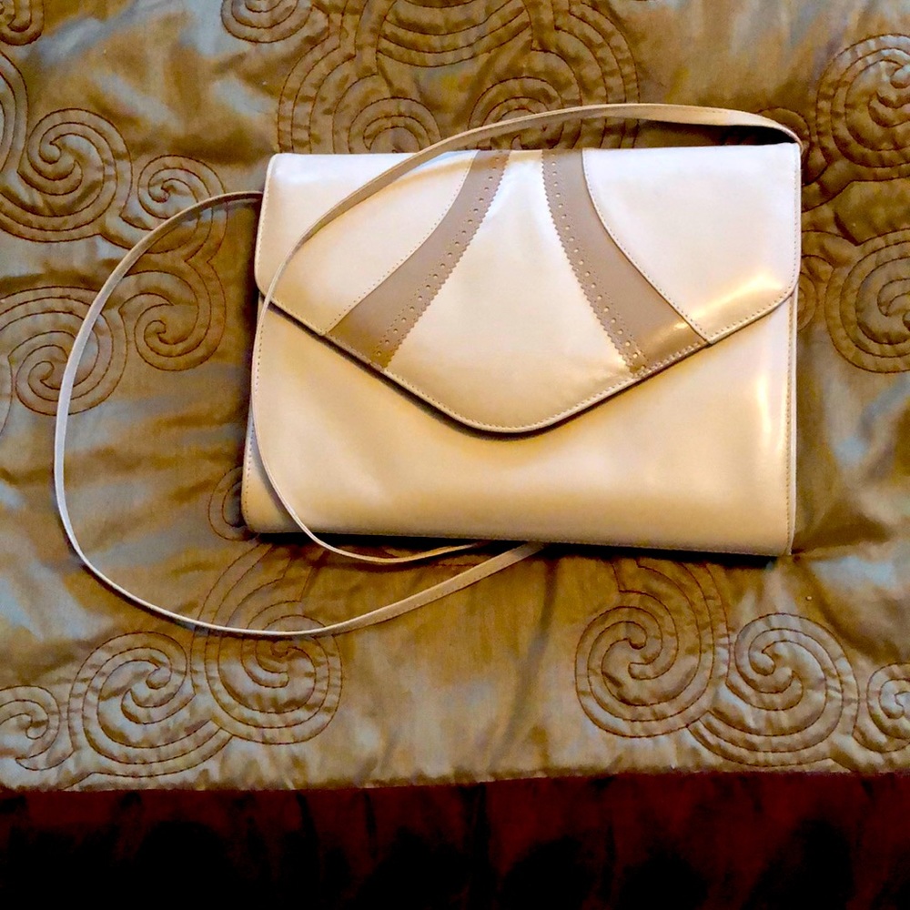 Beautiful Beige and Tan Leather shoulder bag